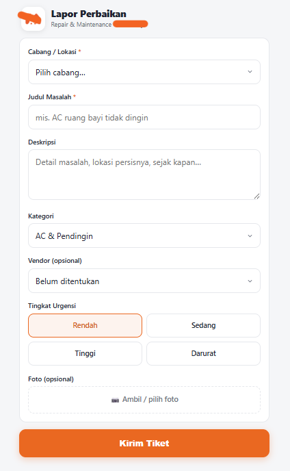 Lapor Perbaikan — Sistem Tiket Maintenance